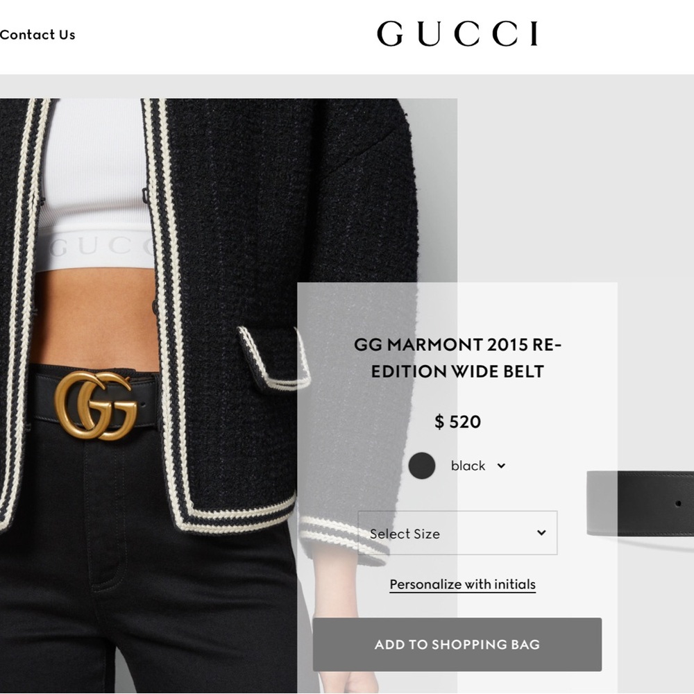 Gucci Black Logo Belt size 80cm